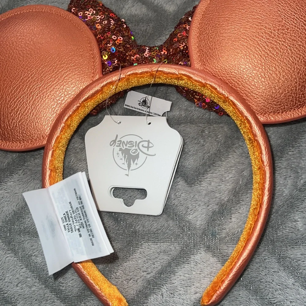 Disney Parks Loungefly Minnie Mouse Sequined Apricot Crush Backpack and Ears - Picture 7 of 8